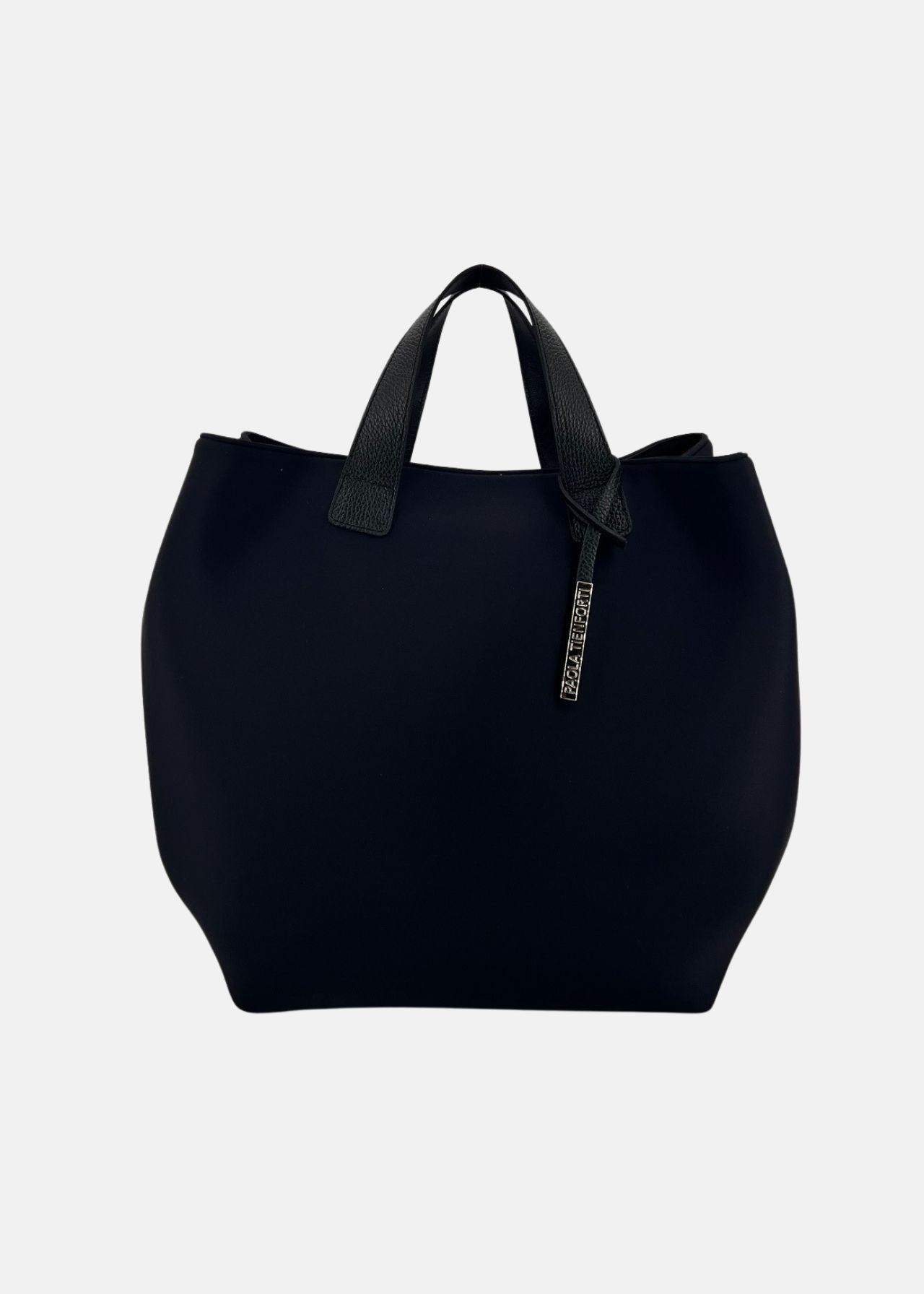 Borsa a mano donna in neoprene con pendente argento