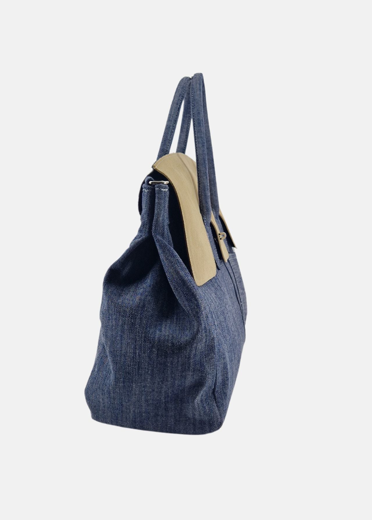 Shopper Jeans con patta camoscio