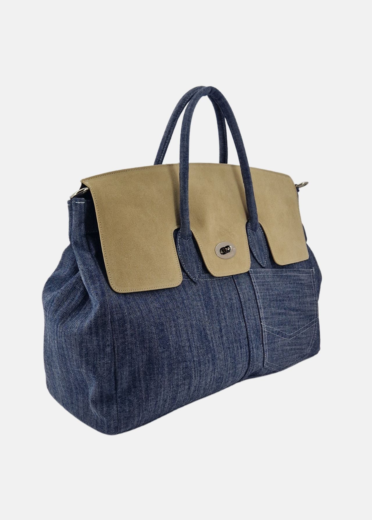 Shopper Jeans con patta camoscio