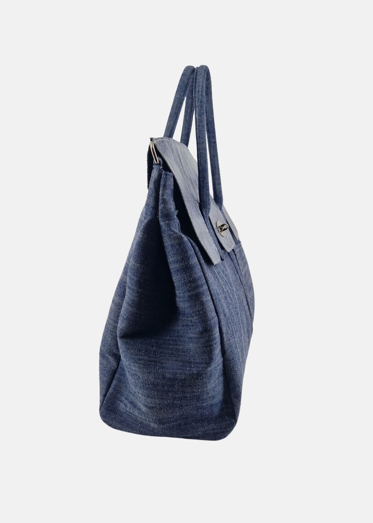 Shopper Jeans con patta pelle