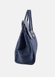 Shopper Jeans con patta pelle