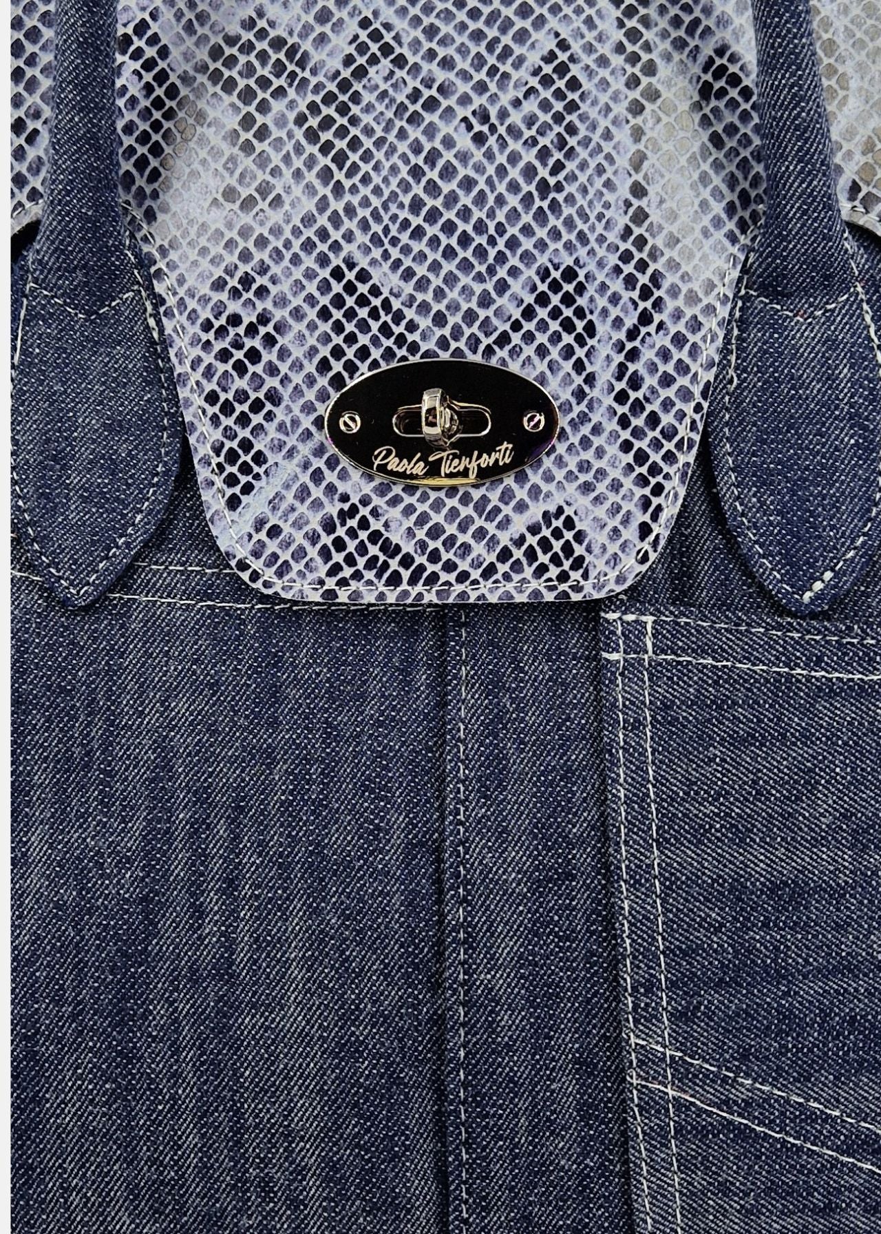 Shopper Jeans con patta pelle