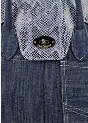Shopper Jeans con patta pelle