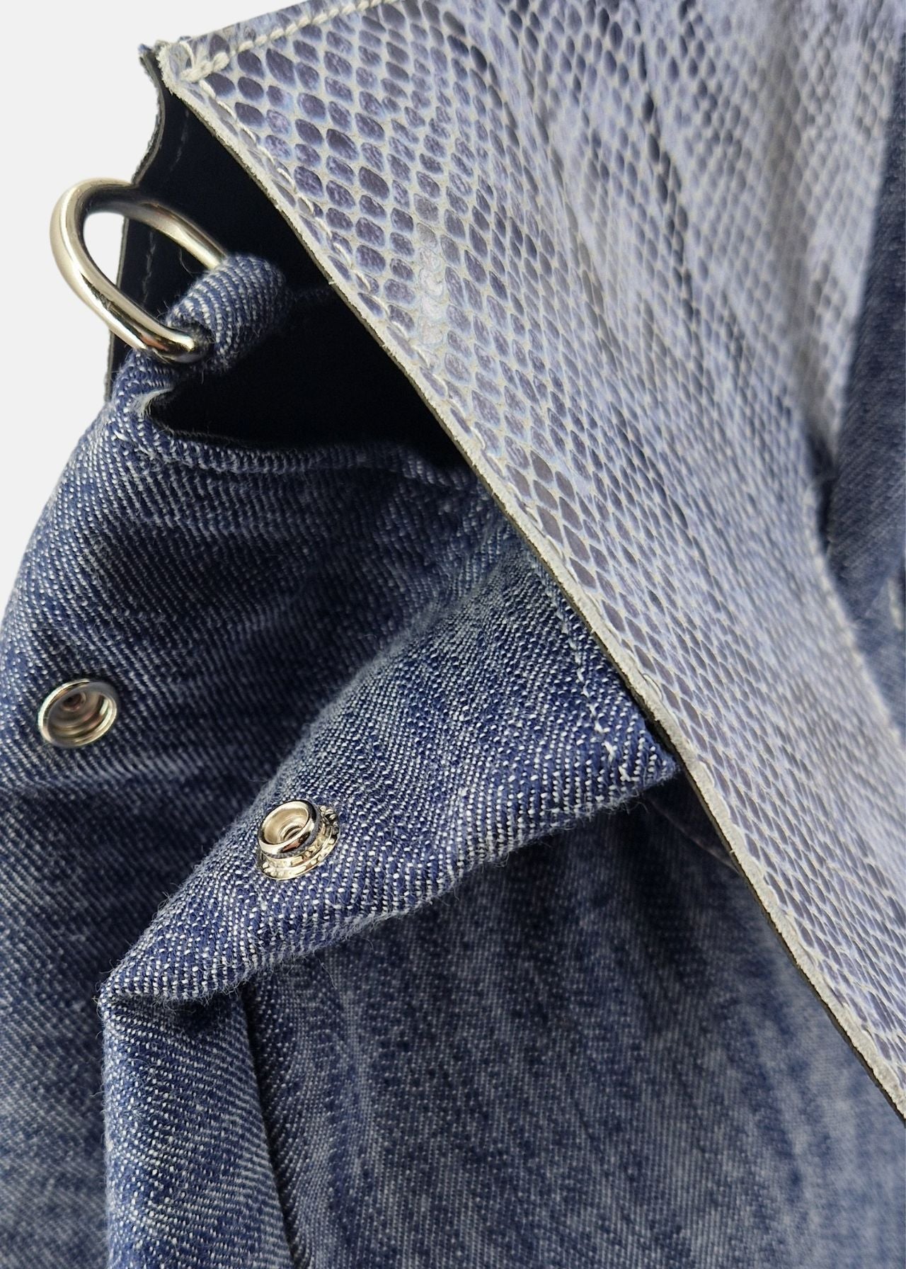 Shopper Jeans con patta pelle