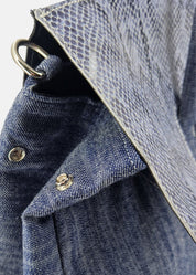 Shopper Jeans con patta pelle