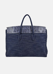 Shopper Jeans con patta pelle