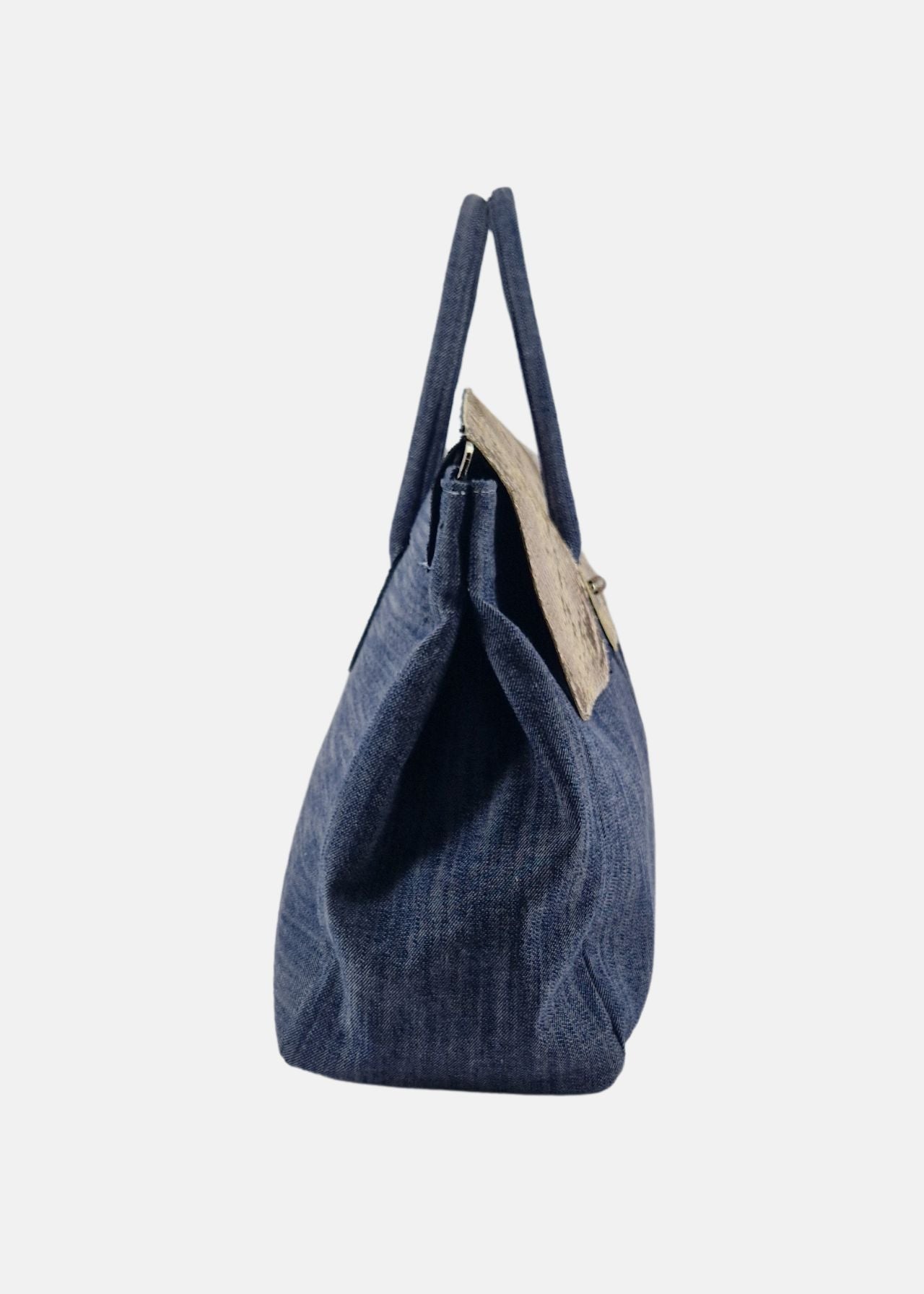 Shopper Jeans con patta pelle