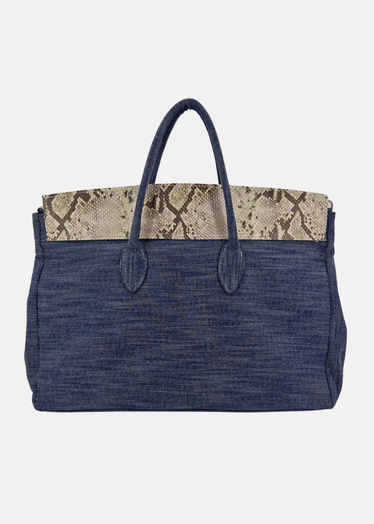 Shopper Jeans con patta pelle