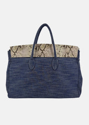 Shopper Jeans con patta pelle