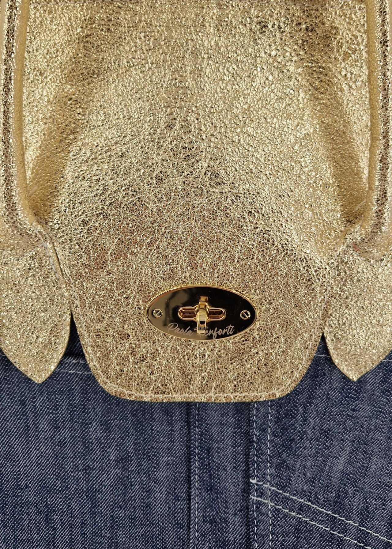 Shopper Jeans con patta laminata