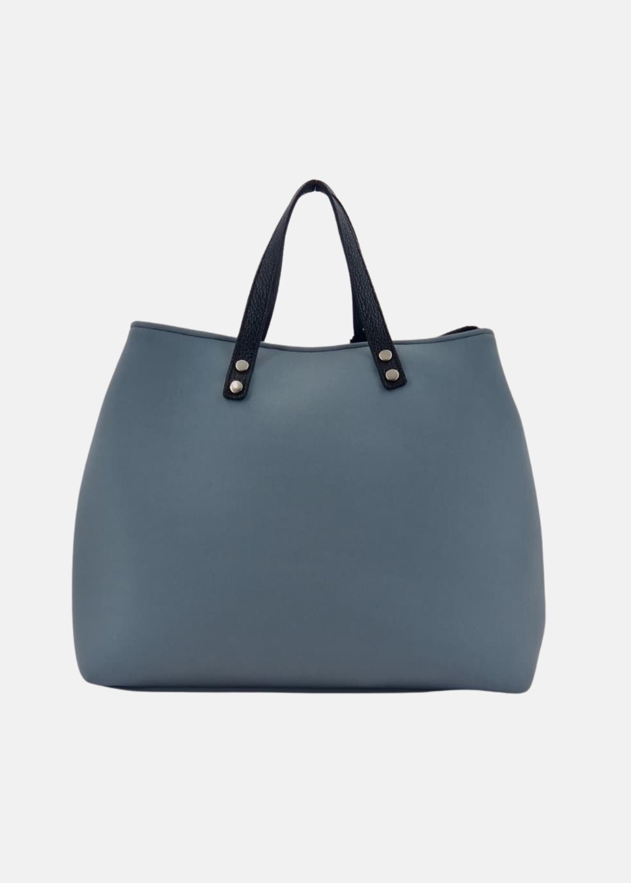Shopper large in neoprene con dettagli argento