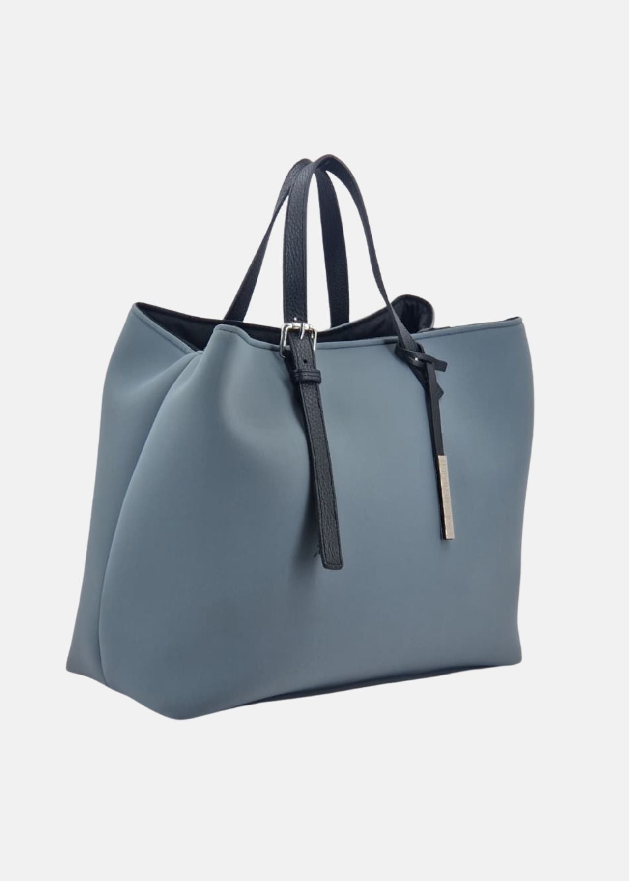 Shopper large in neoprene con dettagli argento