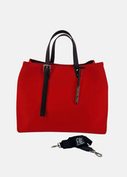 Shopper large in neoprene con dettagli argento