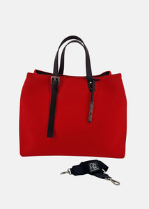 Shopper large in neoprene con dettagli argento