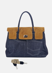 Shopper in Jeans con patta Camoscio