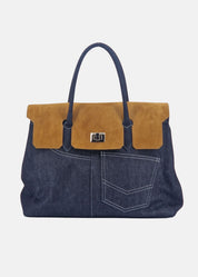Shopper in Jeans con patta Camoscio