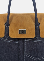 Shopper in Jeans con patta Camoscio