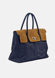 Shopper in Jeans con patta Camoscio