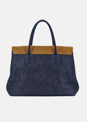 Shopper in Jeans con patta Camoscio