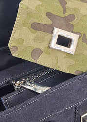 Shopper in Jeans con patta Camoscio Mimetico