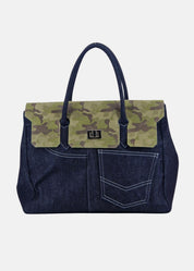 Shopper in Jeans con patta Camoscio Mimetico