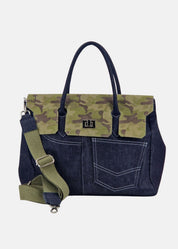 Shopper in Jeans con patta Camoscio Mimetico