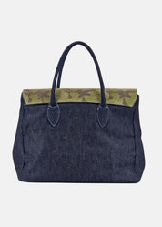Shopper in Jeans con patta Camoscio Mimetico
