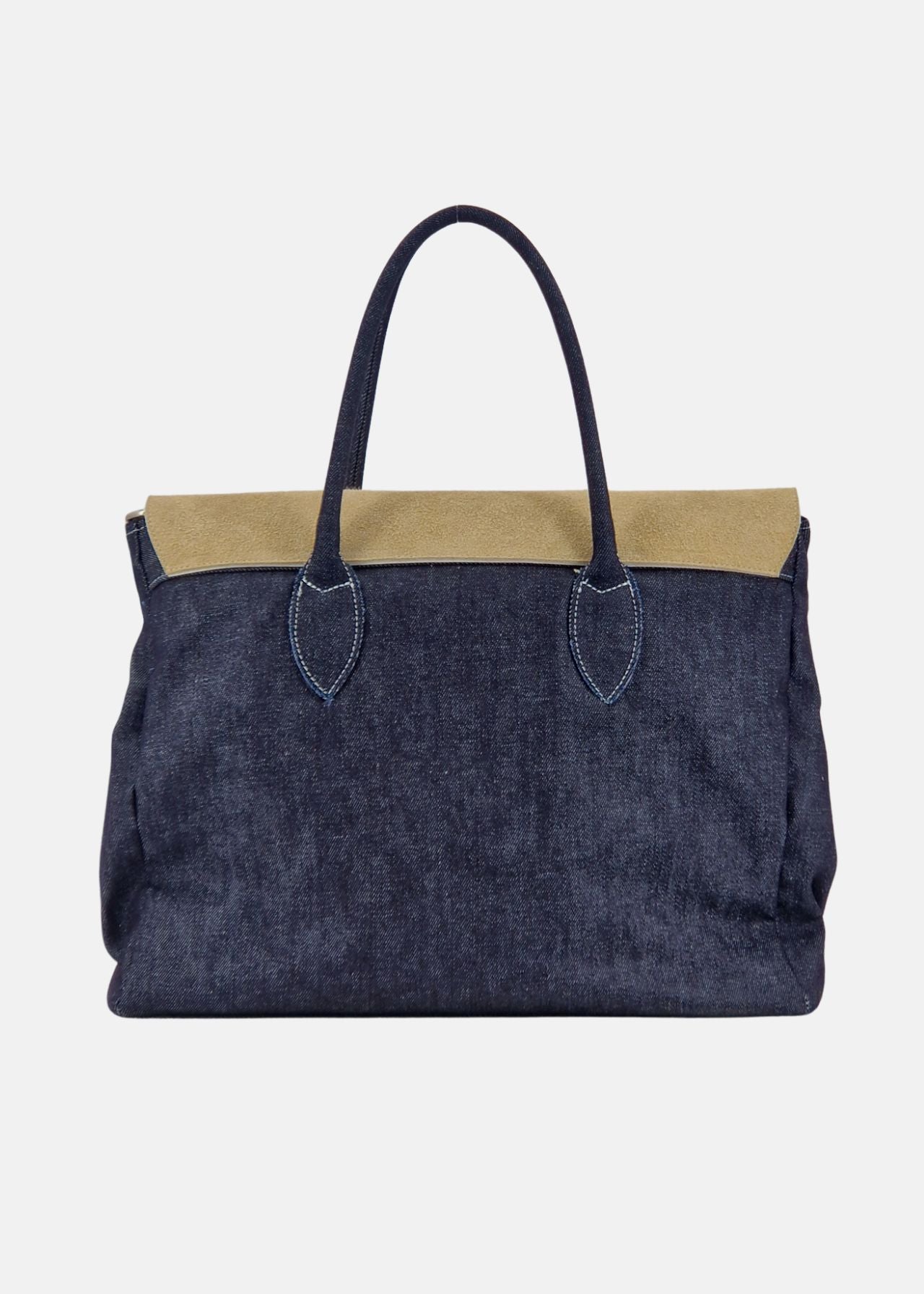 Shopper in Jeans con patta Camoscio