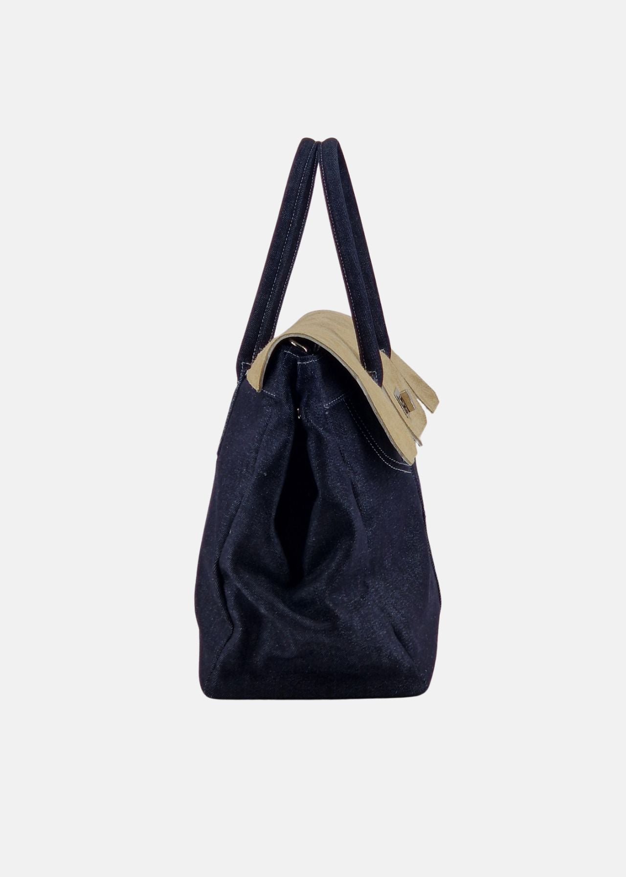 Shopper in Jeans con patta Camoscio