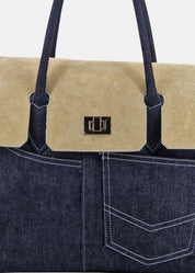 Shopper in Jeans con patta Camoscio