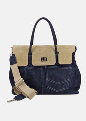 Shopper in Jeans con patta Camoscio