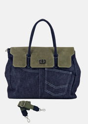 Shopper in Jeans con patta Camoscio