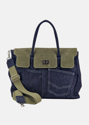 Shopper in Jeans con patta Camoscio