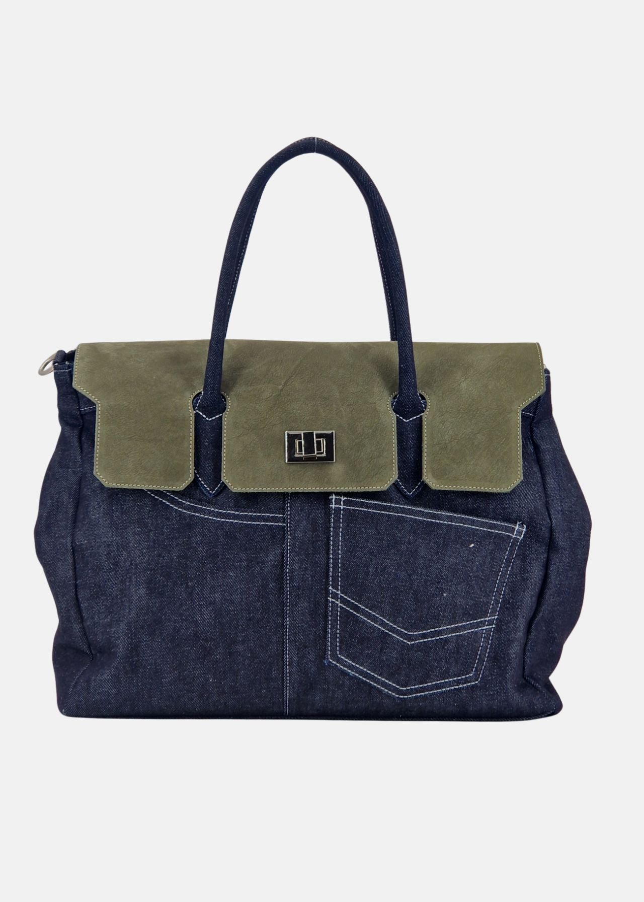 Shopper in Jeans con patta Camoscio
