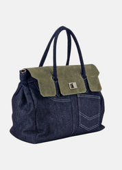Shopper in Jeans con patta Camoscio