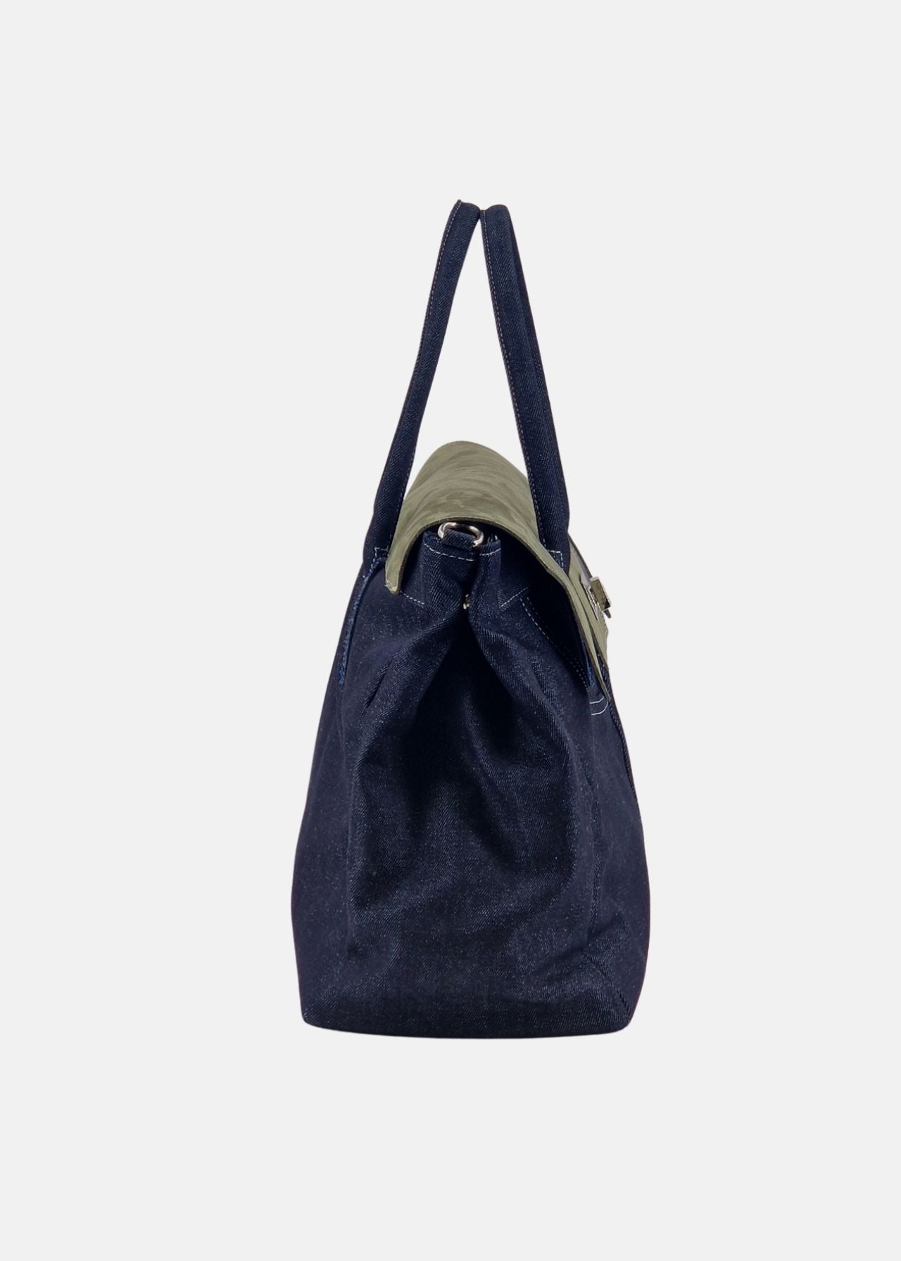 Shopper in Jeans con patta Camoscio
