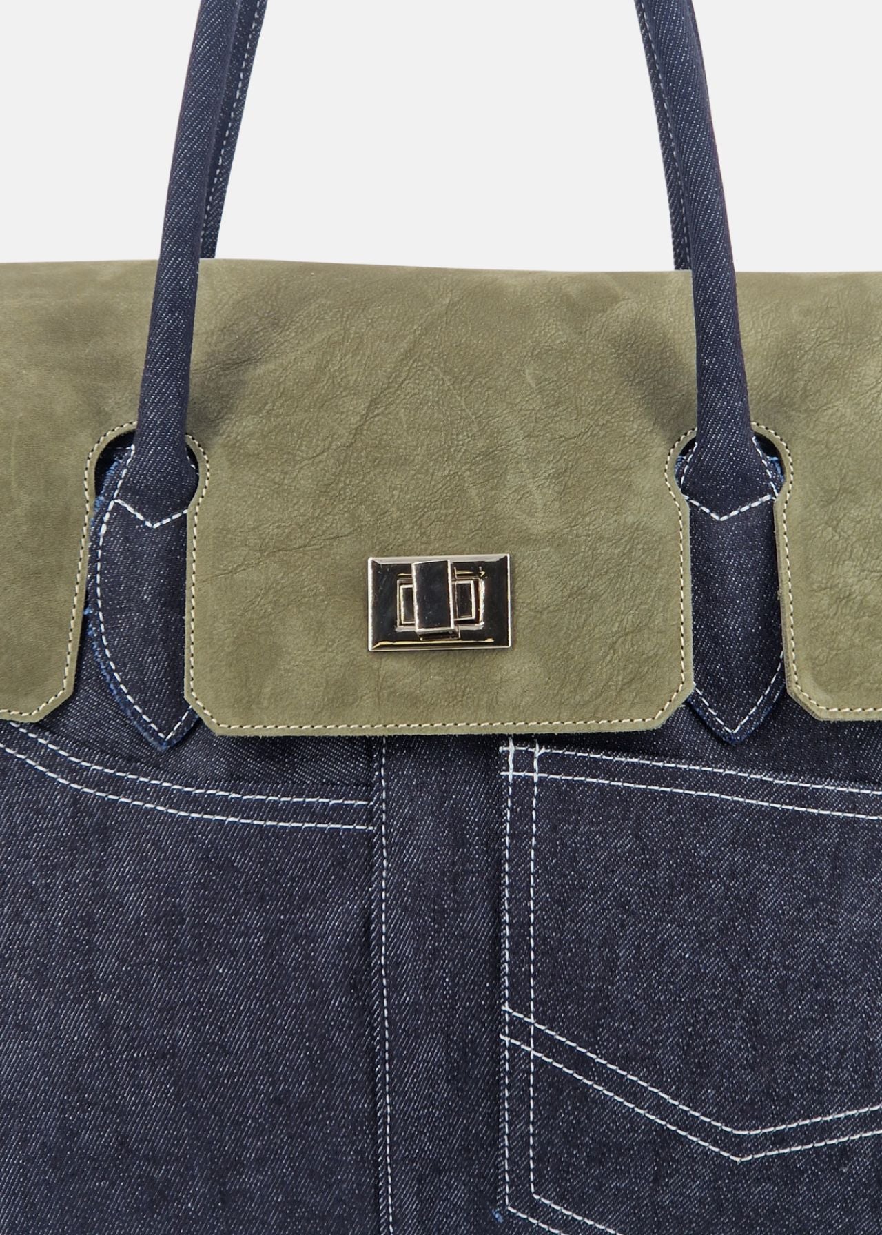 Shopper in Jeans con patta Camoscio