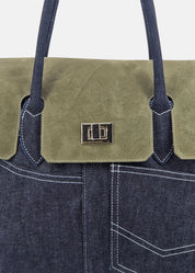 Shopper in Jeans con patta Camoscio