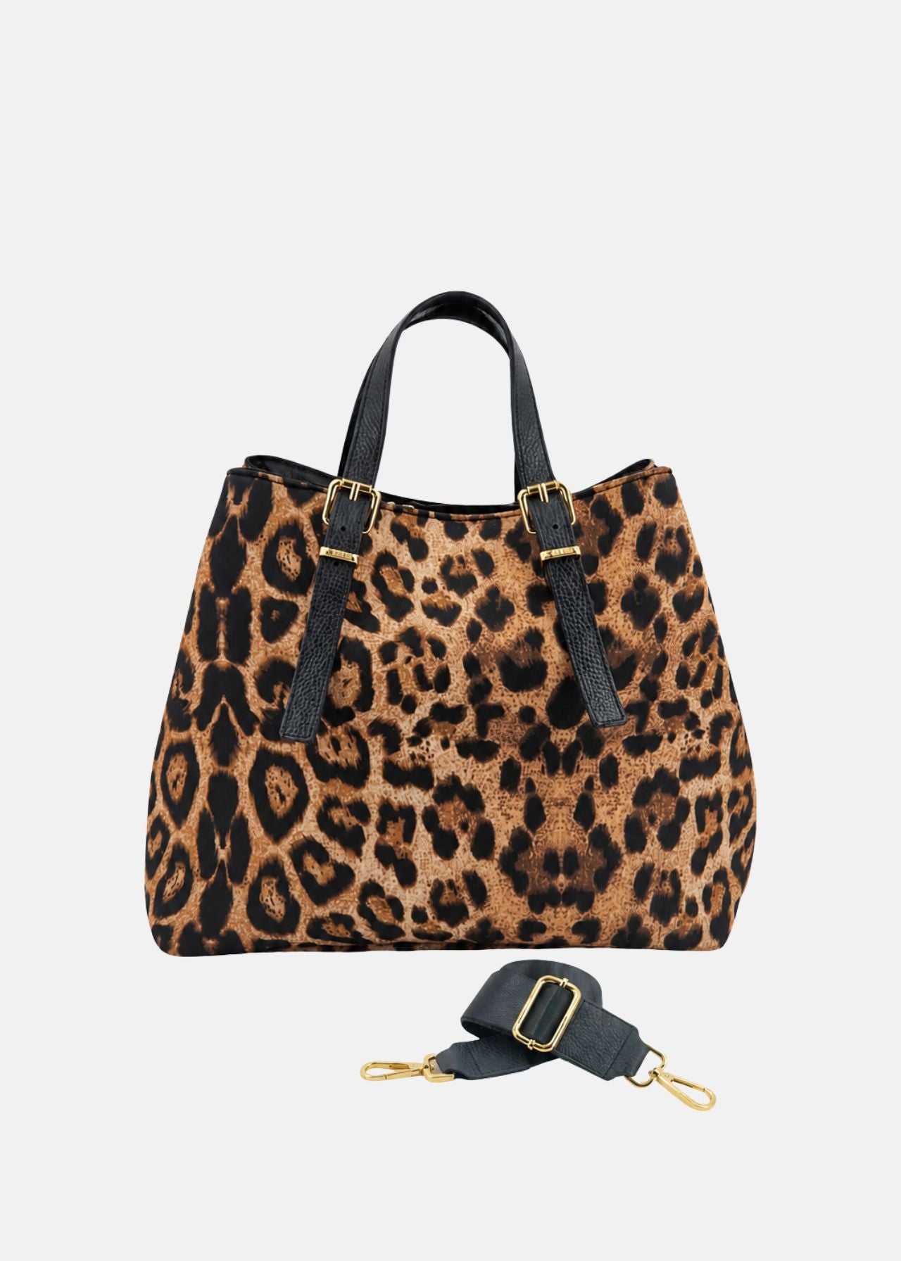 Shopper medium maculata in neoprene e pelle
