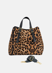 Shopper medium maculata in neoprene e pelle