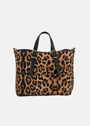 Shopper medium maculata in neoprene e pelle