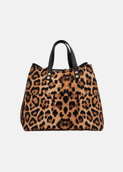 Shopper medium maculata in neoprene e pelle