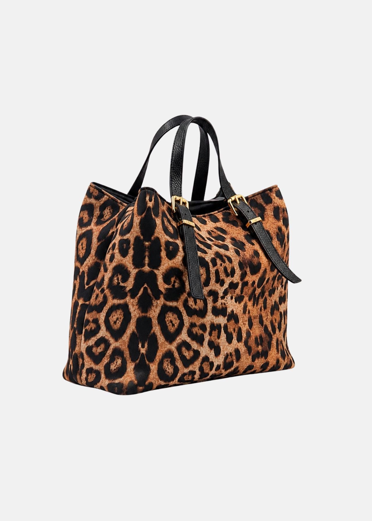 Shopper medium maculata in neoprene e pelle