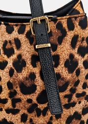 Shopper medium maculata in neoprene e pelle