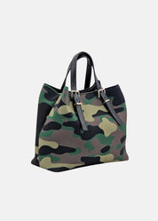 Shopper medium camouflage in neoprene e pelle