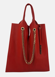 Shopper in pelle con dettagli oro