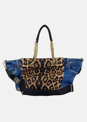 Shopper in Jeans con dettagli animalier