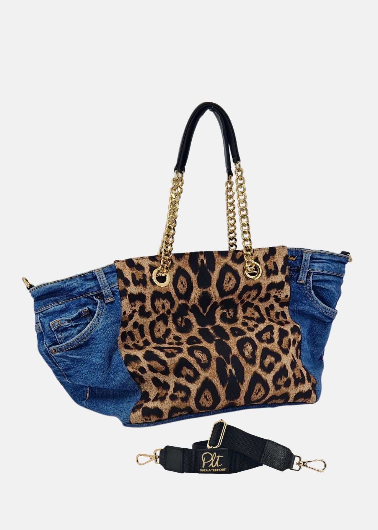 Shopper in Jeans con dettagli animalier