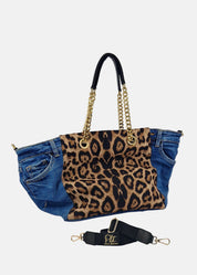 Shopper in Jeans con dettagli animalier