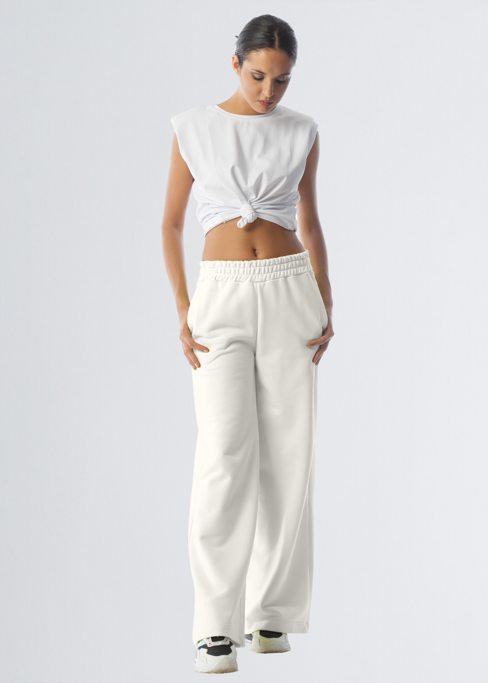 Paola T. Pantalone palazzo in cotone stretch